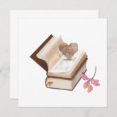  Vintage Book Aesthetic with Heart Map & Botanical Einladung (Vorne/Hinten)