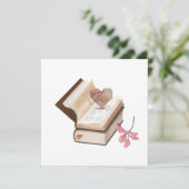  Vintage Book Aesthetic with Heart Map & Botanical Einladung (Stehend Vorderseite)