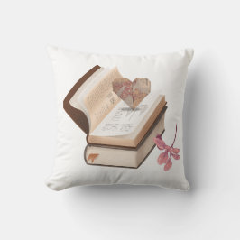  Vintage Book Aesthetic with Heart Map & Botanical Kissen