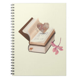 Vintage Book Aesthetic with Heart Map & Botanical Notizblock