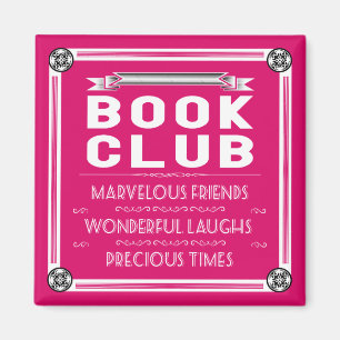 Vintage-Book-Club-Typografie Rosa Magnet
