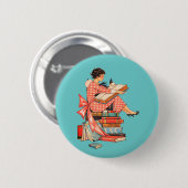 Vintage Book Lover Reading Illustration Button (Vorne & Hinten)