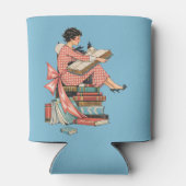 Vintage Book Lover Reading Illustration Dosenkühler (Rückseite)