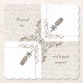 Vintage Book Lover Tea Time Scalloped Coasters Untersetzer (Vorderseite)