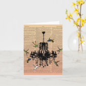 Vintage Book Page Hummingbird Chandelier Notecard Karte (Gelbe Blume)