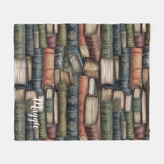 Vintage Book Stack Fleecedecke (Vorderseite (Horizontal))