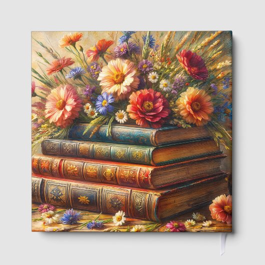 Vintage Books and Wildflowers Art Gästebuch (Rückseite)