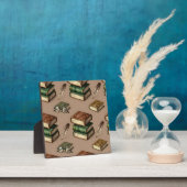 Vintage-Books-Feather-Brille-Muster Fotoplatte (InSitu)