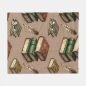 Vintage-Books-Feather-Brillen-Muster Fleecedecke (Vorderseite (Horizontal))