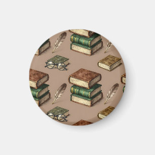 Vintage-Books-Feather-Brillen-Muster Magnet