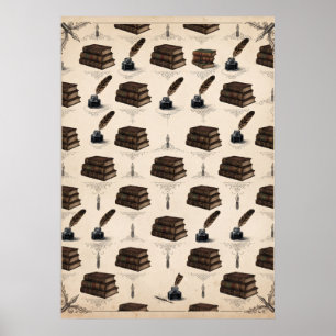 Vintage-Books-Quill-Tinte-Literaturposter Poster