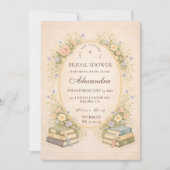 Vintage-Bookstack-Garten-Brautabschied Einladung (Vorderseite)