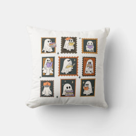 Vintage Bookworm Ghosts Briefmarke Halloween Kissen