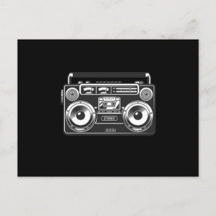 Vintage-Boombox 80er Retro-Musik Hip-Hop Rap schwa Postkarte