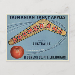 Vintage Boomerang Apfel Postkarte