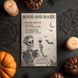 Vintage Boos und Booze Adult Halloween-Party Einladung