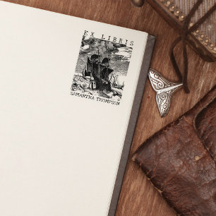 Vintage-Boot benutzerdefiniertes Ex Libris Bibliot Gummistempel