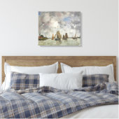 Vintage Boote auf der Maas-Malerei Leinwanddruck (Insitu (Schlafzimmer))