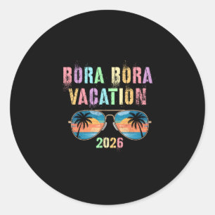 Vintage Bora Bora Urlaub 2026 Ferien Schwimmen Rei Runder Aufkleber