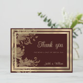 Vintage bordeauxfarbene Blumenspitze Danke Einladung (Stehend Vorderseite)