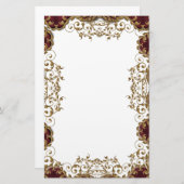 Vintage Bordeauxhochzeit Briefpapier (Vorne/Hinten)