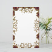 Vintage Bordeauxhochzeit Briefpapier (Stehend Vorderseite)