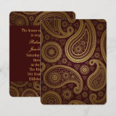 Vintage Bordeauxmuster Paisley Western Hochzeit Einladung (Vorne/Hinten)