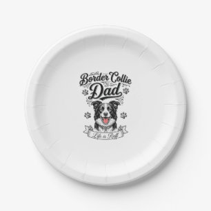 Vintage Border Collie Dad Gravur Hund Shirt Desi Pappteller