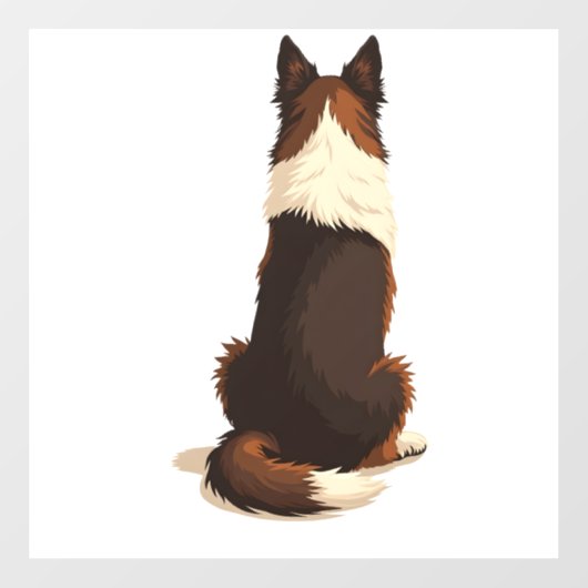 Vintage Border Collie From Behind Dog Illustration Fensteraufkleber (Blatt)