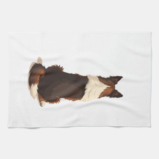 Vintage Border Collie From Behind Dog Illustration Geschirrtuch (Horizontal)