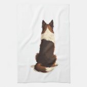 Vintage Border Collie From Behind Dog Illustration Geschirrtuch (Vertikal)