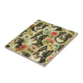 Vintage Border Collie Malerei Fliese (Seite)