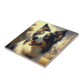 Vintage Border Collie Malerei Fliese (Seite)