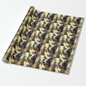 Vintage Border Collie Malerei Geschenkpapier (Ungerollt)