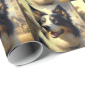 Vintage Border Collie Malerei Geschenkpapier (Rolleneckpunkt)