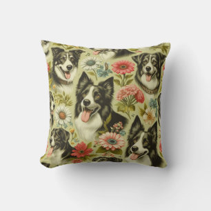 Vintage Border Collie Malerei Kissen