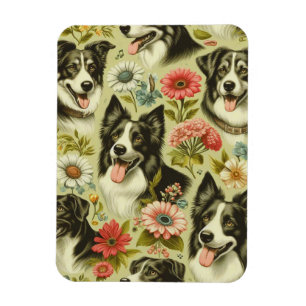 Vintage Border Collie Malerei Magnet