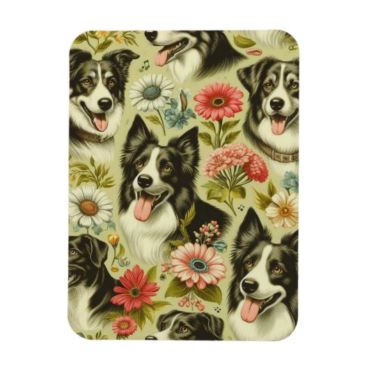 Vintage Border Collie Malerei Magnet (Vertikal)