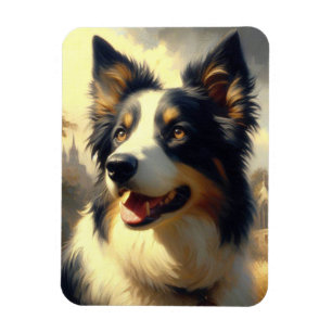 Vintage Border Collie Malerei Magnet