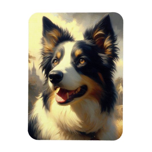 Vintage Border Collie Malerei Magnet (Vertikal)