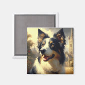Vintage Border Collie Malerei Magnet (Vorderseite/Rückseite)