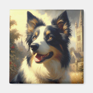 Vintage Border Collie Malerei Magnet