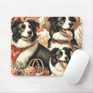 Vintage Border Collie Malerei Mousepad