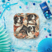 Vintage Border Collie Malerei Pappteller (Party)