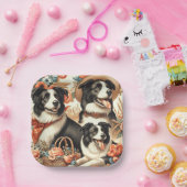Vintage Border Collie Malerei Pappteller (Party)
