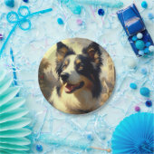 Vintage Border Collie Malerei Pappteller (Party)