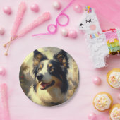 Vintage Border Collie Malerei Pappteller (Party)