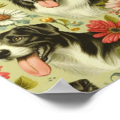 Vintage Border Collie Malerei Poster (Ecke)