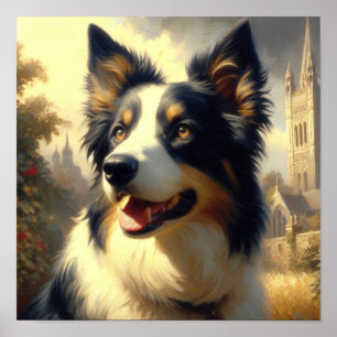 Vintage Border Collie Malerei Poster