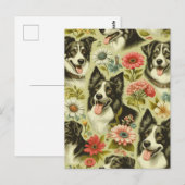 Vintage Border Collie Malerei Postkarte (Vorne/Hinten)